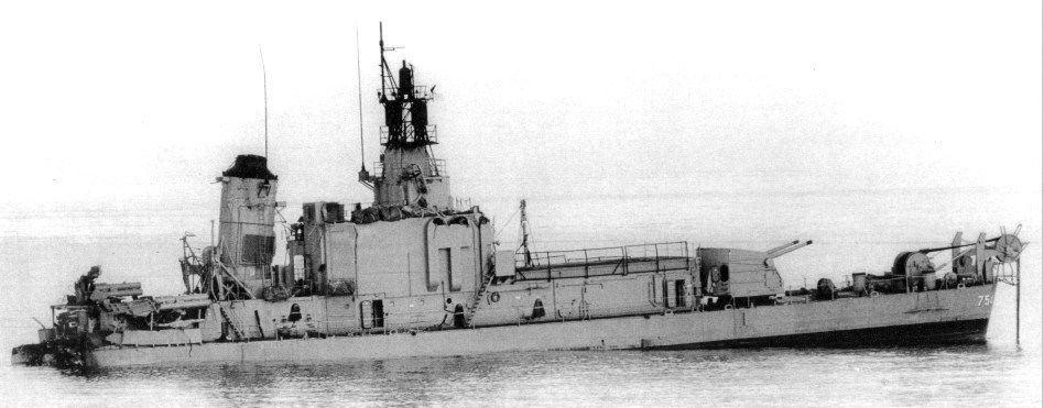 The damaged ship